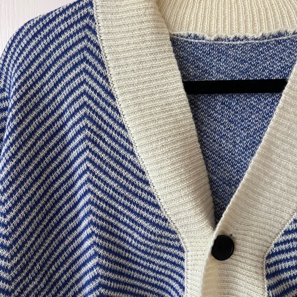 Manfinity Sporsity Men Contrast Trim Chevron Pattern Drop Shoulder Cardigan Xl - Picture 2 of 4